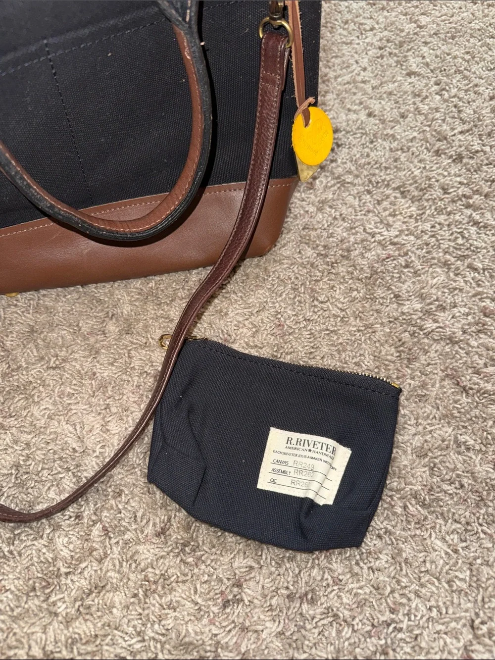 R. Riveter Otto Signature Tote (with replacement strap) and small zipper pouch